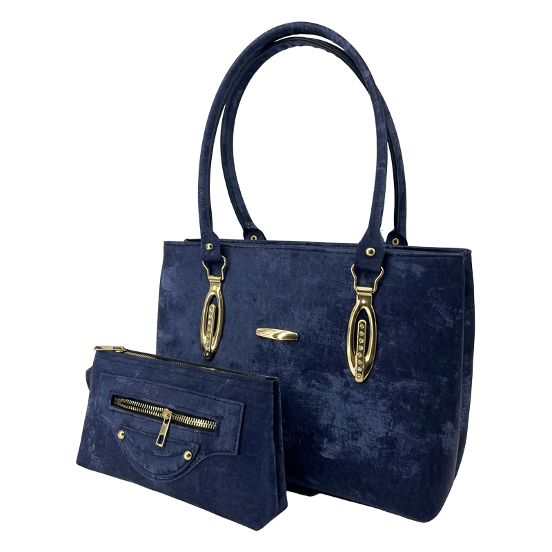 Aksesuarlı 2 Bölmeli Lacivert Büyük Boy Kadın El Ve Omuz Çantası & Portföy Çanta
